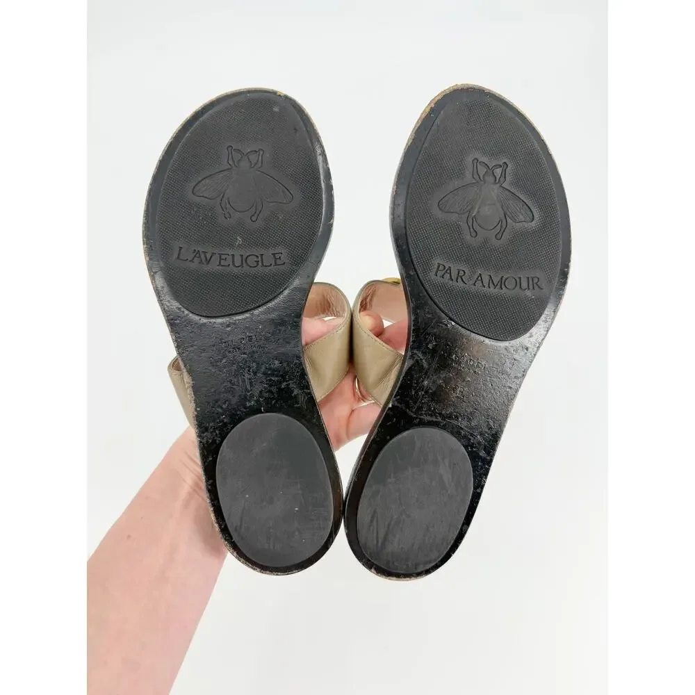 Gucci Marmont Black Leather Double G Logo Thong Sandals Flat Size 39 EU 9